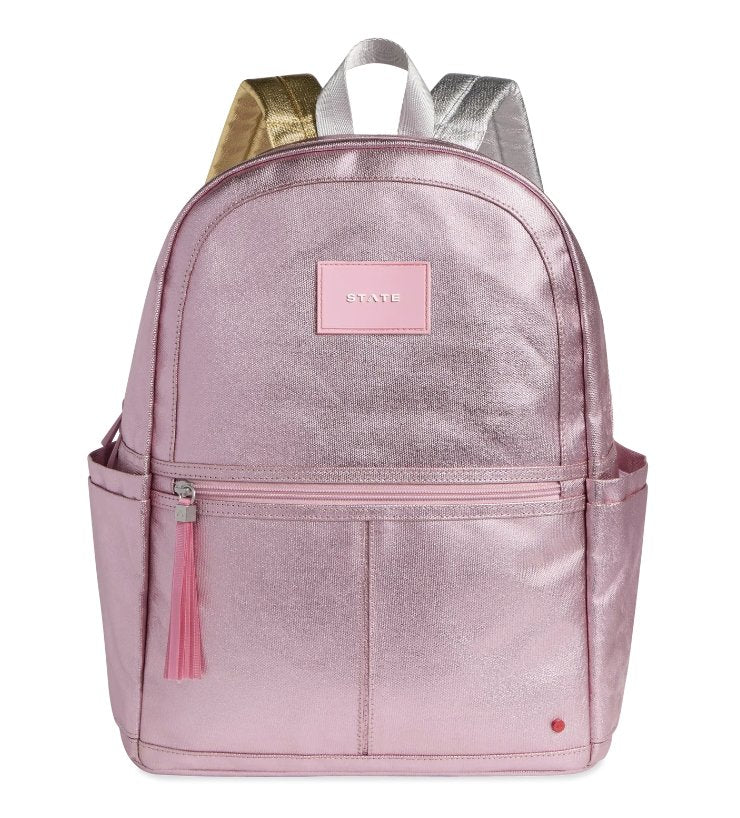 State Bags Kane Kids Double Pocket 16&quot; Backpack - Metallic Pink * Preorder* - Everything But The PrincessState Bags