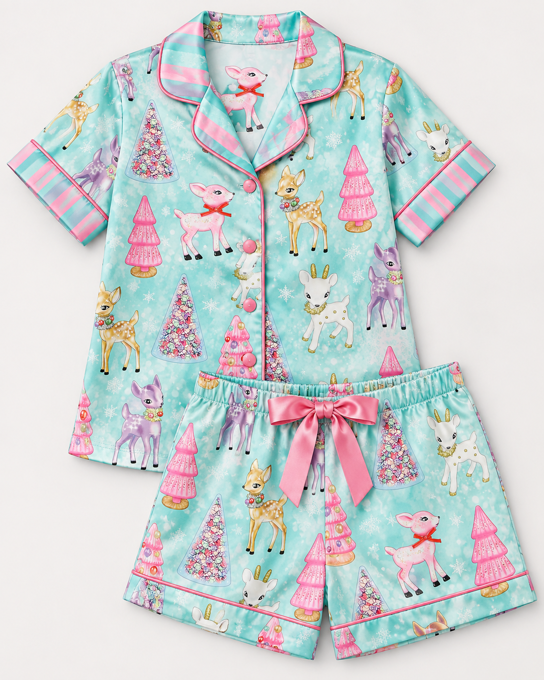 Sunshine Society Prancer 2pc Silky Short Set