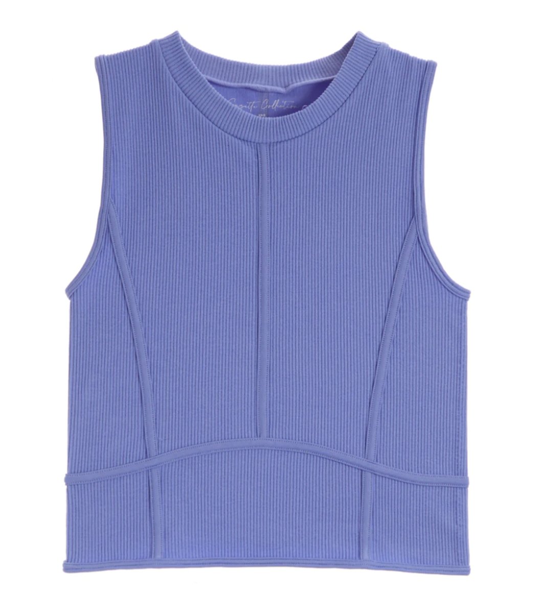 Suzette Collection Ribbed Crop Tank- Blue * Juniors* - Everything But The PrincessSuzette