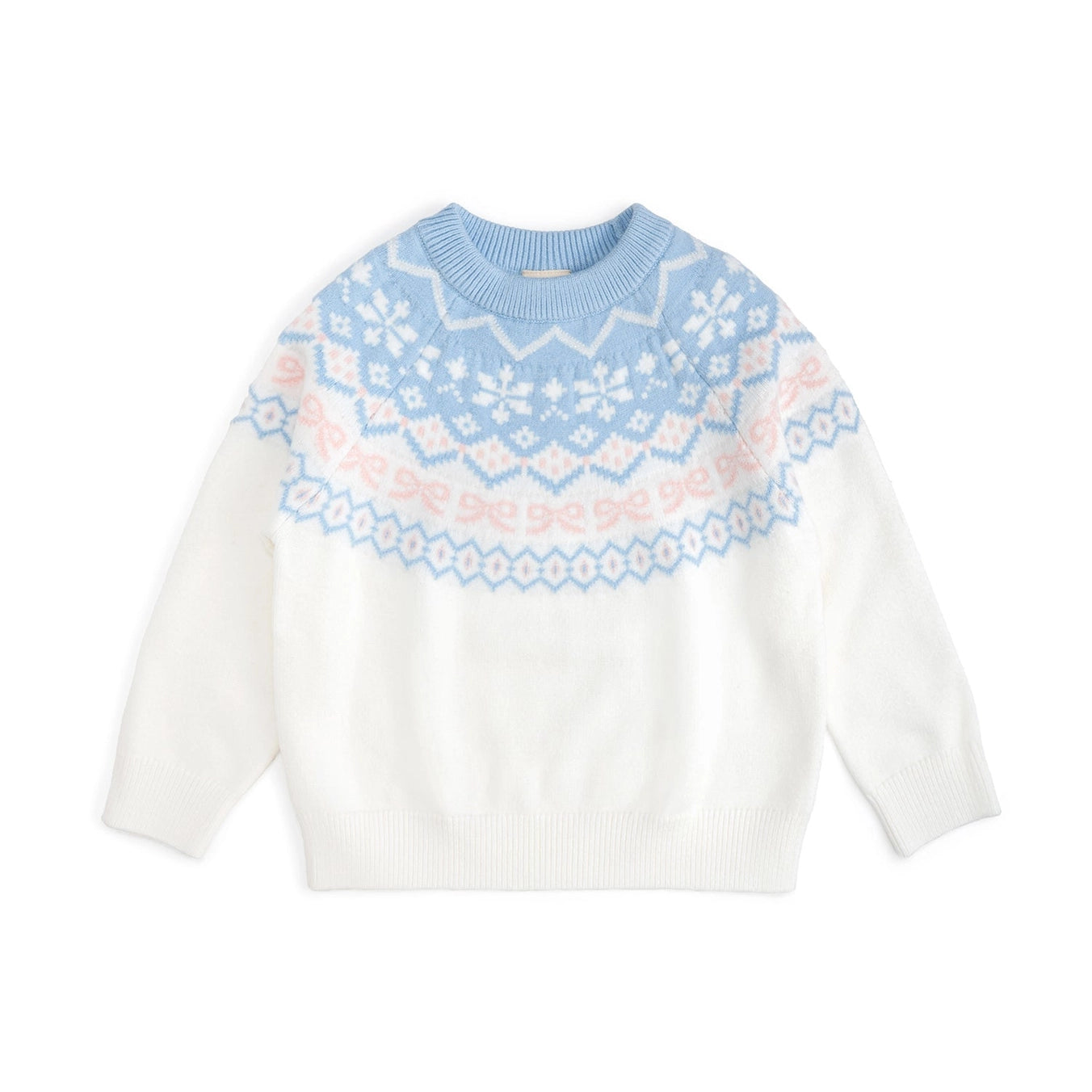 Sweet Wink Frost Fair Isle Sweater in cream with blue and pink pattern