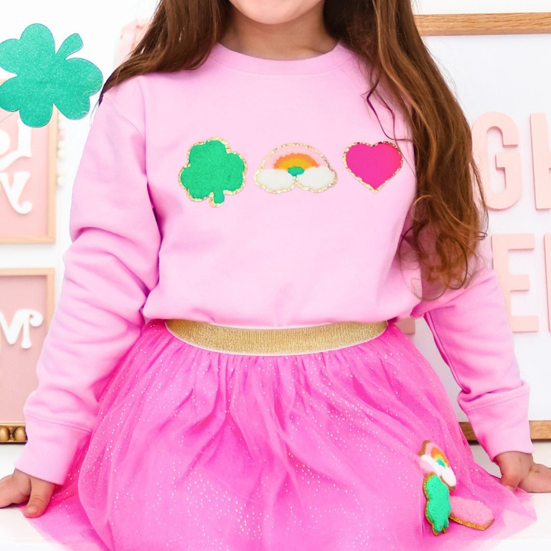 Sweet Wink Lucky Treats Patch St. Patrick&#39;s Day Sweatshirt - Pink - Everything But The PrincessSweet Wink