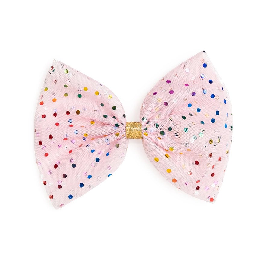 Sweet Wink Pink Confetti Tulle Bow Clip - Everything But The PrincessSweet Wink