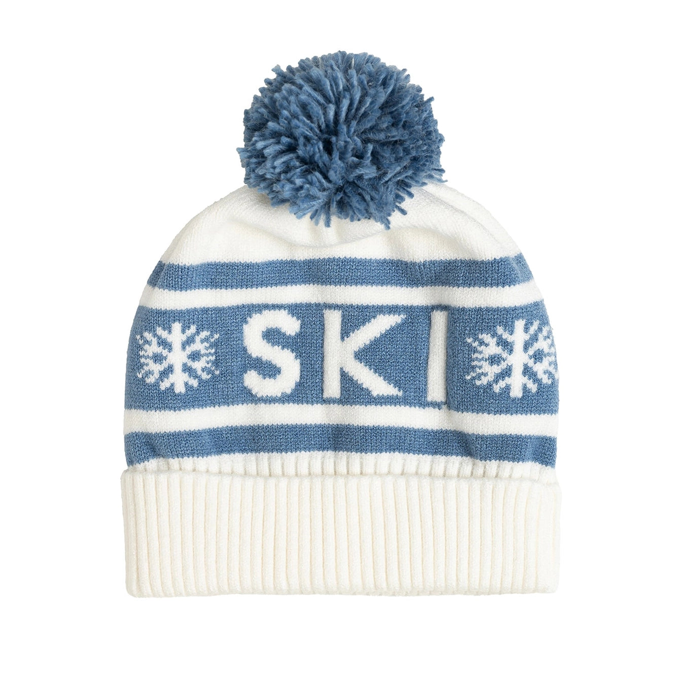 Sweet Wink Ski Beanie in cream with frost blue accents