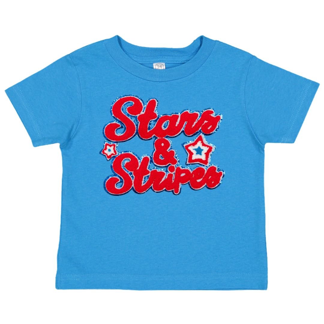 Sweet Wink Stars &amp; Stripes Patch Tee- Blue - Everything But The PrincessSweet Wink