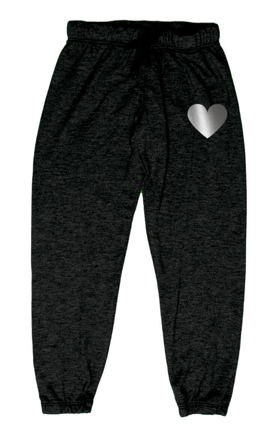 T2Love Black/Silver Heart Graphic Sweatpant - Everything But The PrincessT2love