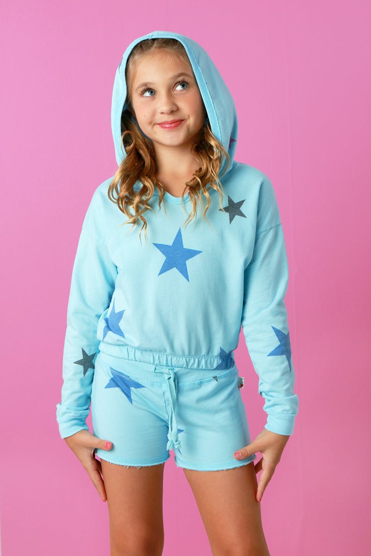 T2Love Cotton Blue Star Print Hooded Sweatshirt - Everything But The PrincessT2love