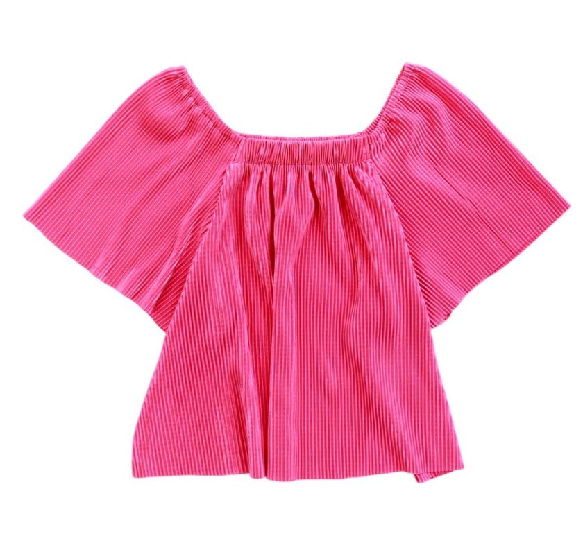 T2Love Flutter Sleeve Ribbed Top - Pink - Everything But The PrincessT2love