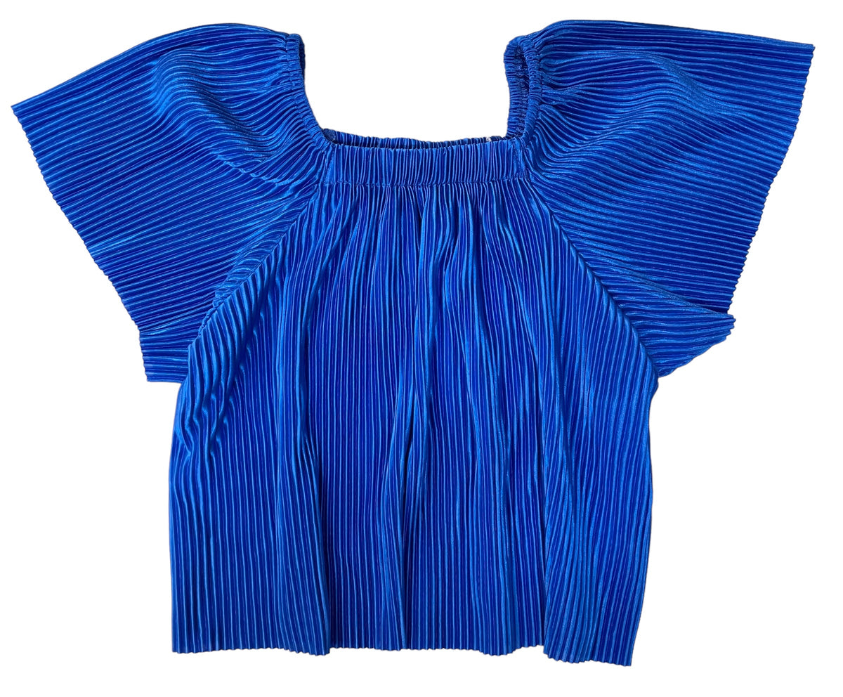 T2Love Flutter Sleeve Ribbed Top - Royal Blue - Everything But The PrincessT2love