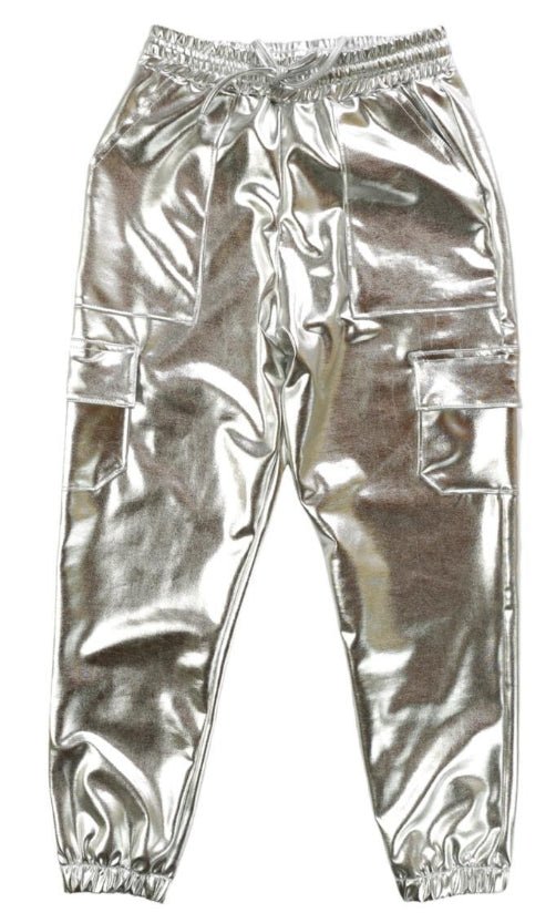 T2Love Silver Metallic Cuffed Cargo Joggers - Everything But The PrincessT2love