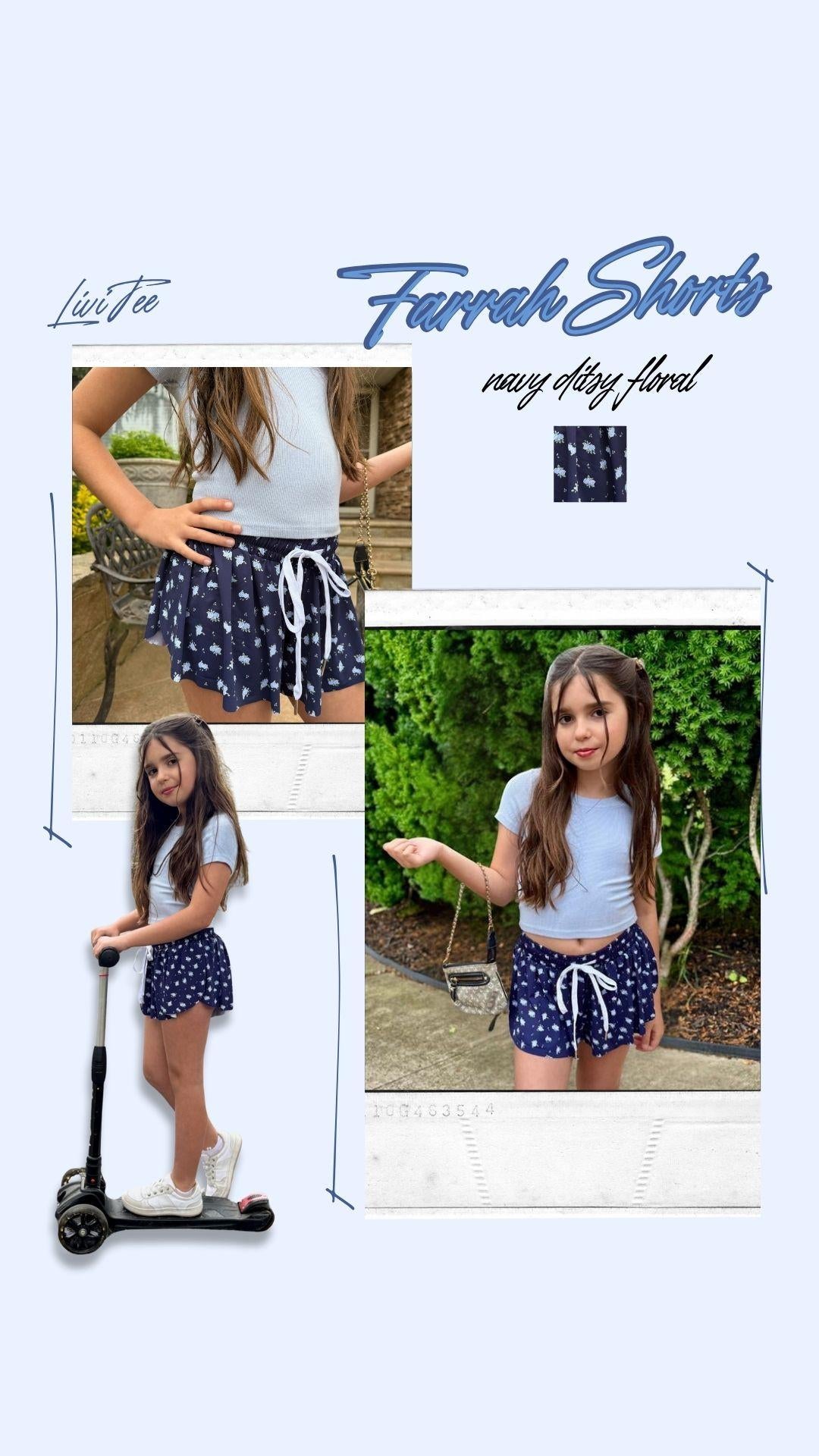 KatieJ NYC Farrah Short - Baby Blue Ditsy Floral