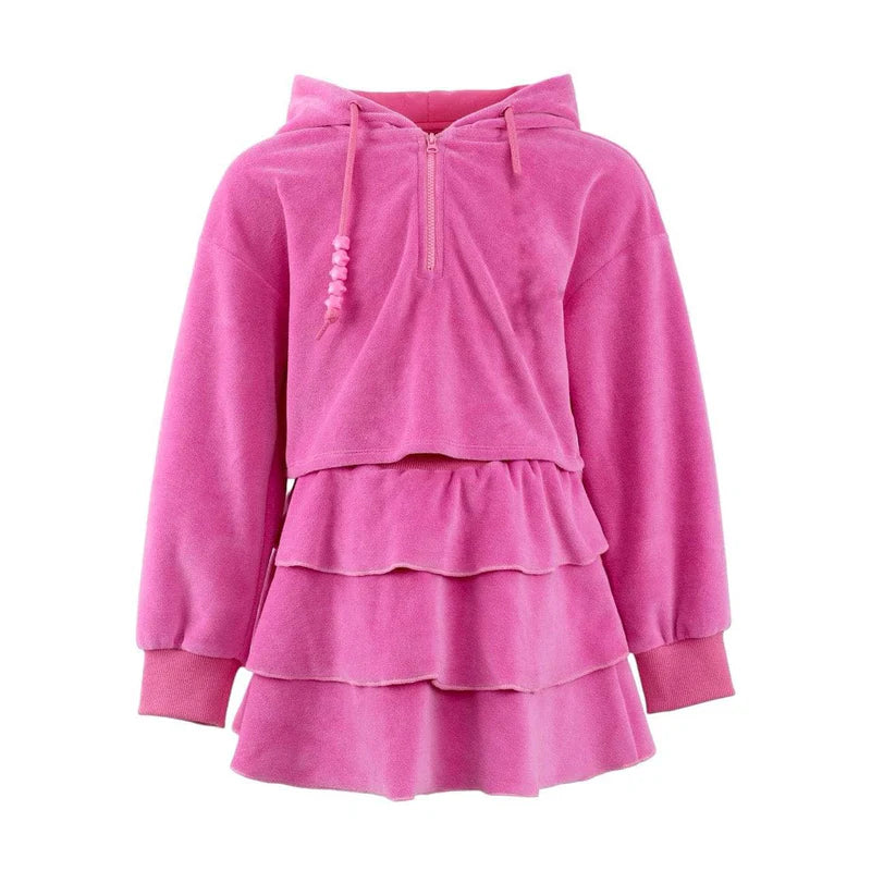 Lola And The Boys 2pc Hot Pink Velour Skirt Set With Heart Charms