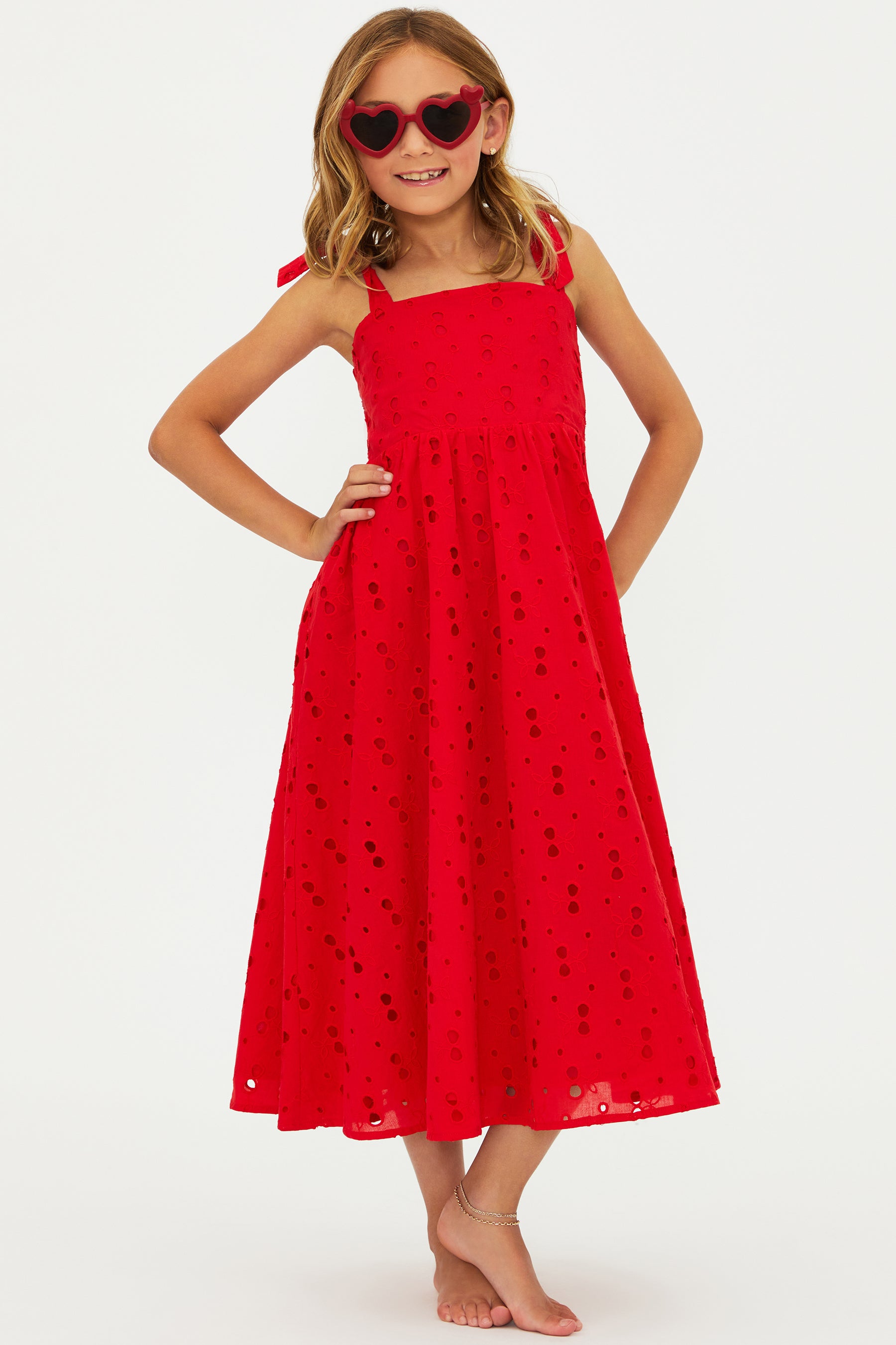 Beach Riot Kids Little Charlotte Dress- Cherry Eyelet