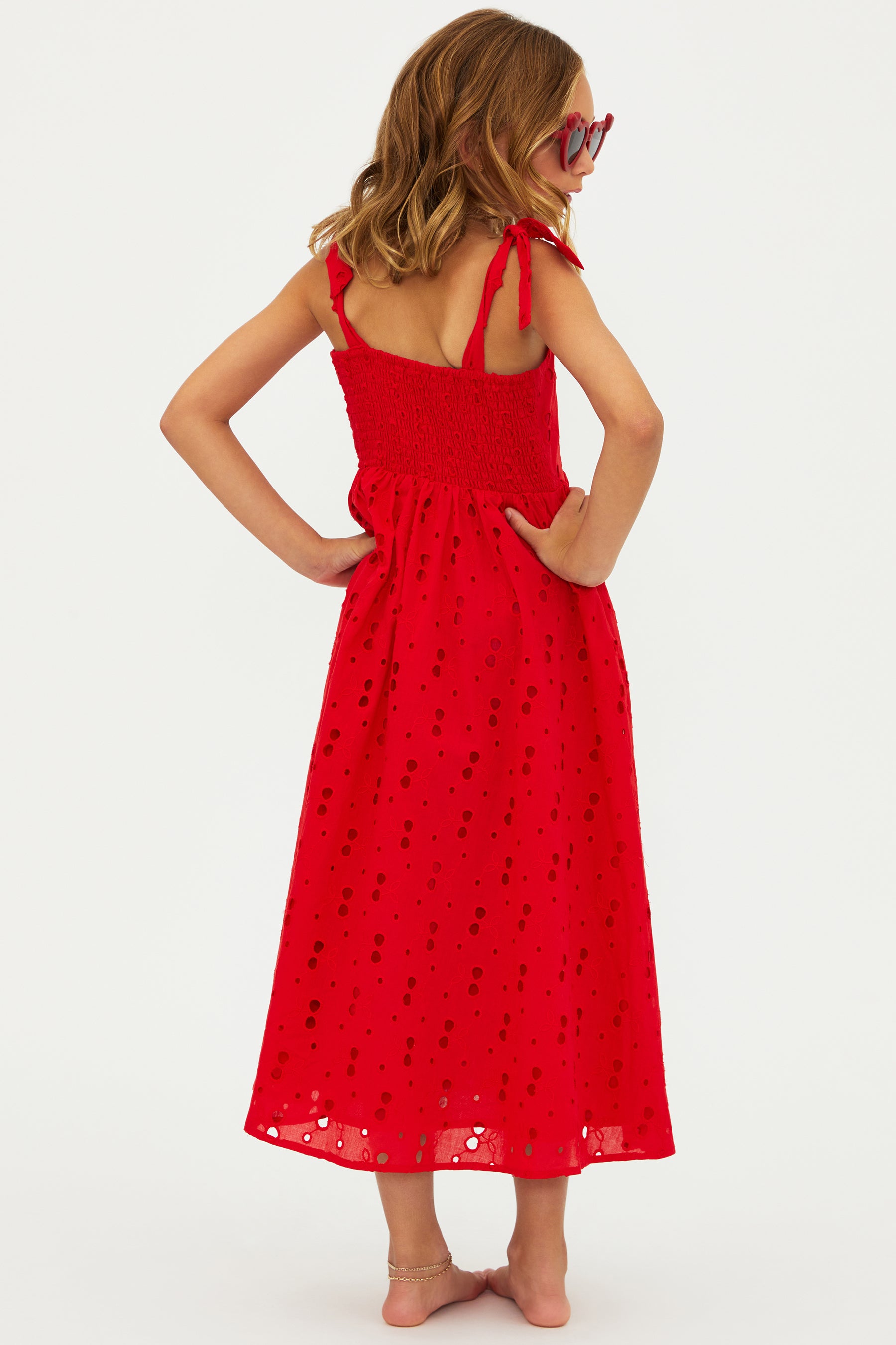 Beach Riot Kids Little Charlotte Dress- Cherry Eyelet