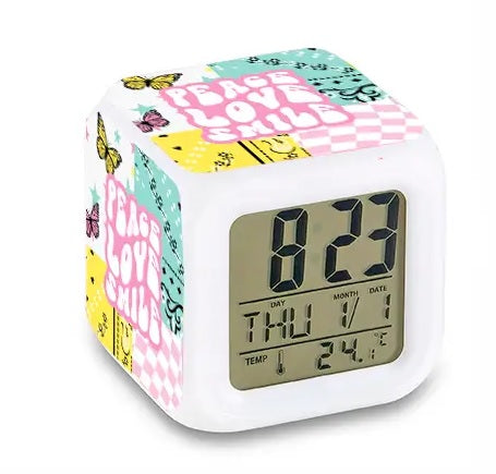 Top Trenz Peace, Love, Smile, Color Changing Alarm Clock
