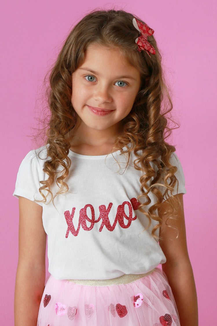 White &amp; Hot Pink XOXO Short Sleeve Tee - Everything But The PrincessSparkle Sisters