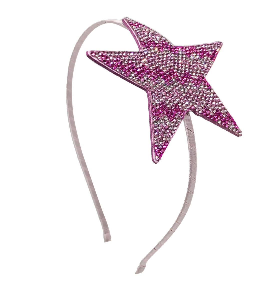 Bari Lynn Pink Crystal Chevron Star Headband