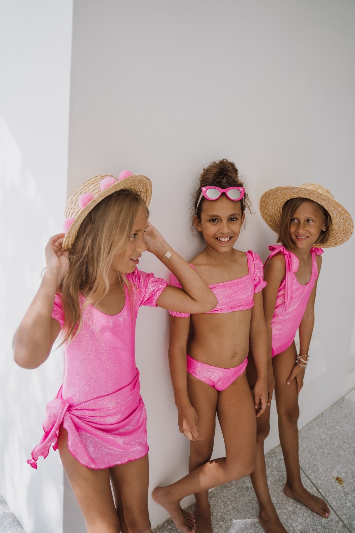 Piccoli Principi Charlotte Pareo Glitter Pink Neon Swim Cover-Up Skirt