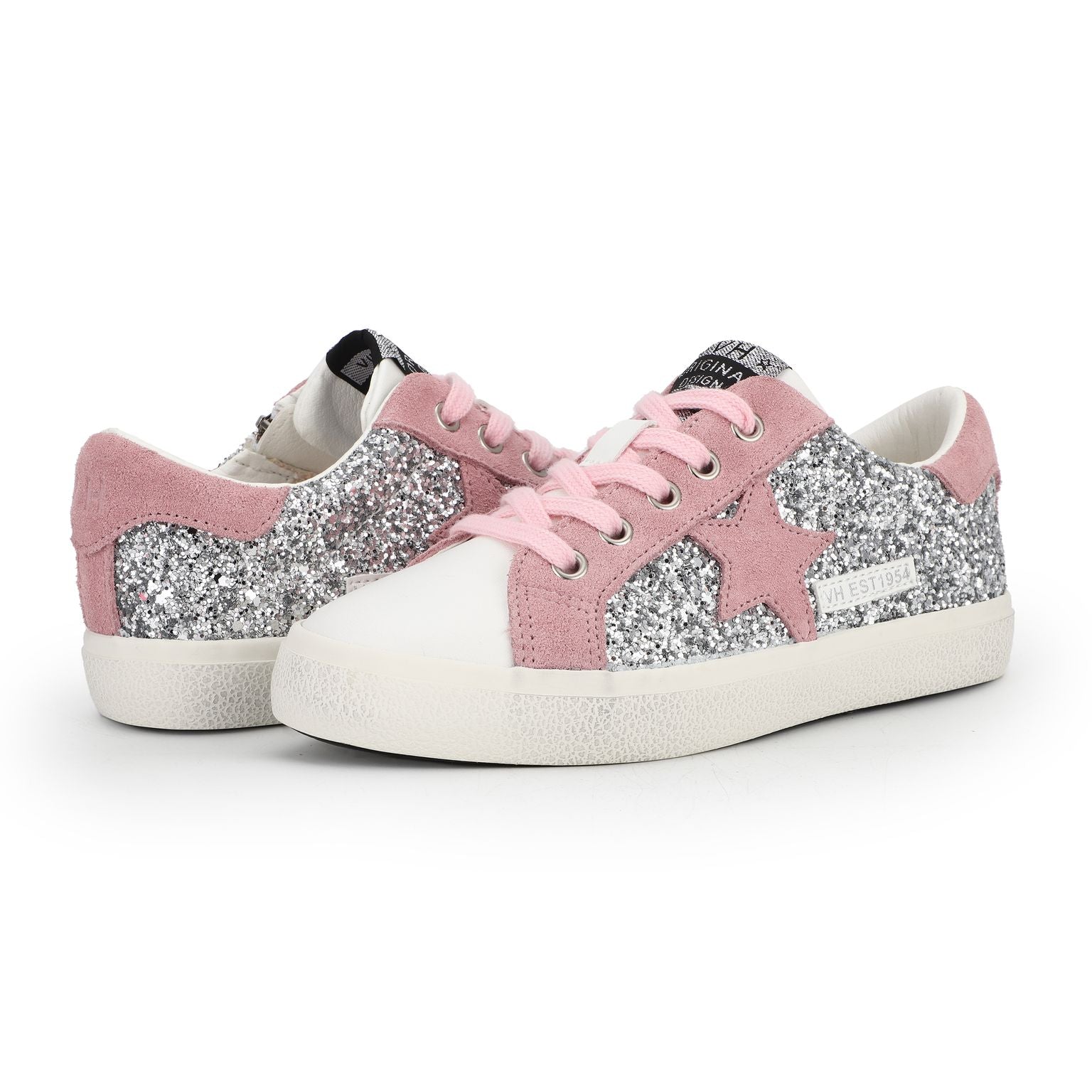Vintage Havana Mindy Silver Glitter With Pink Star Low Top Sneakers