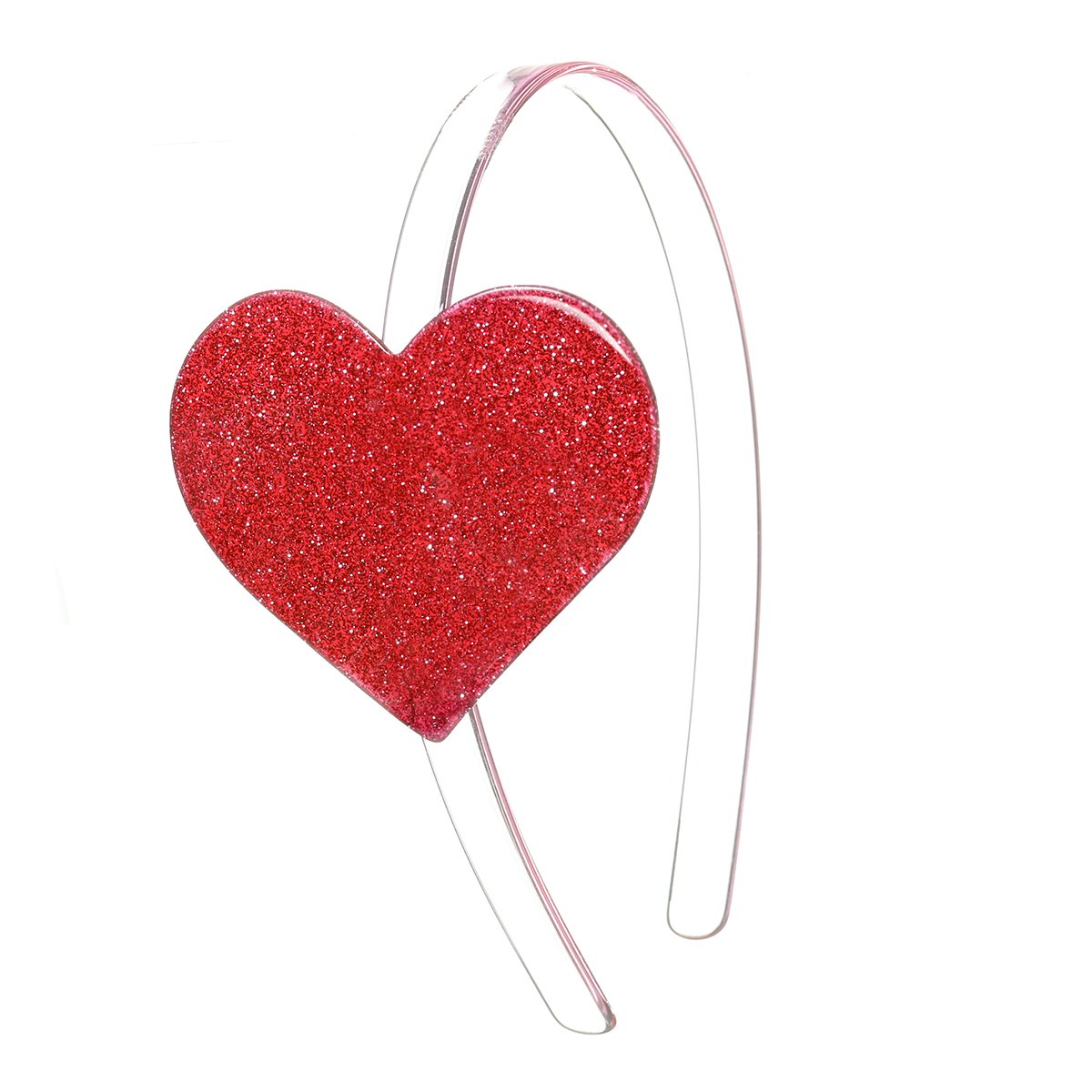 Girls clear headband with red glitter heart