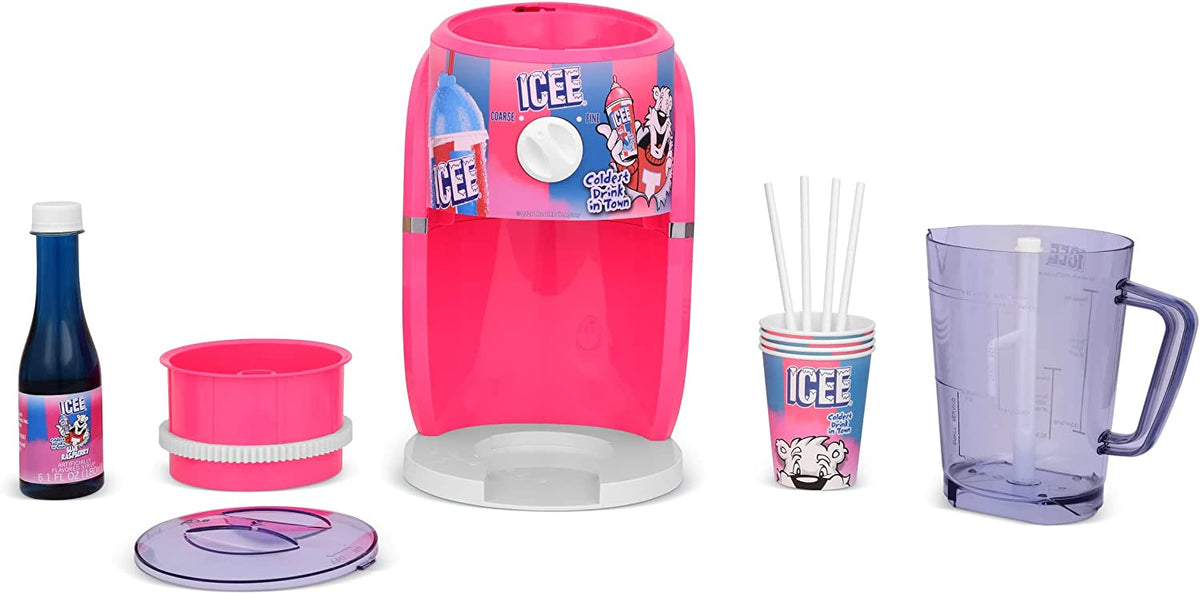 Iscream ICEE® Pink Shaved Ice Machine with Syrup and Cups