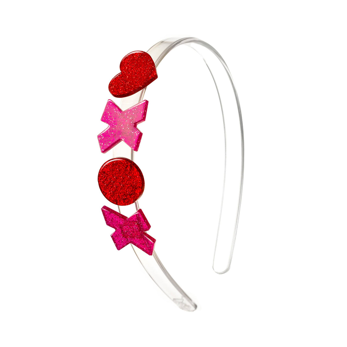 Lilies &amp; Roses NY XOXO Pink/Red Glitter Headband