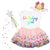 Girls tutu skirt in pink with rainbow confetti