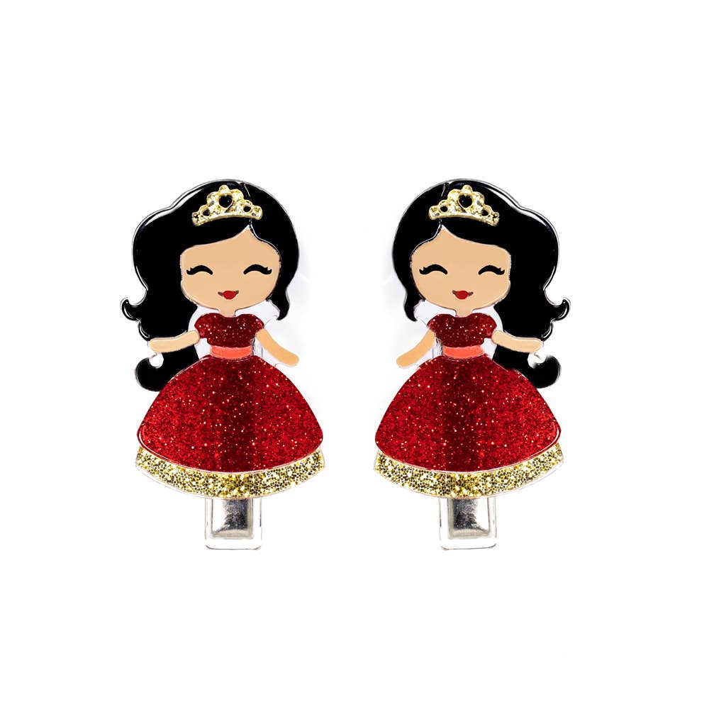 Lilies &amp; Roses NY Red/Gold Princess Alligator Clips - Set of 2
