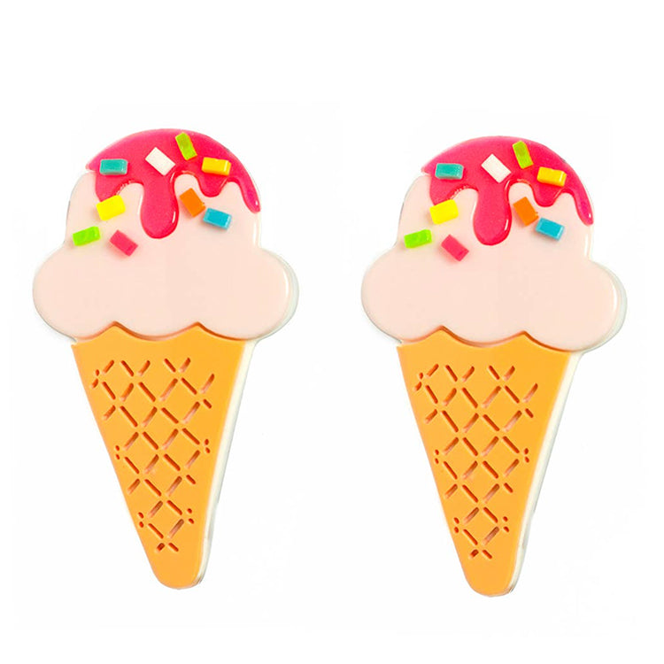 Lilies &amp; Roses NY Pink Sprinkle Ice Cream Cone Alligator Clips- Set of 2