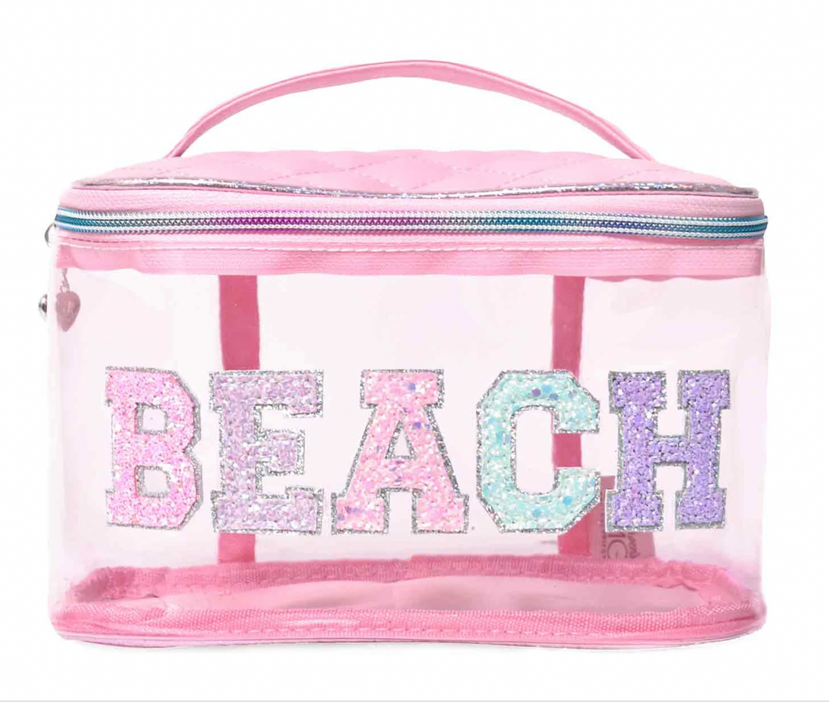 Glam Embroidered Letter Train Case- Pink Beach