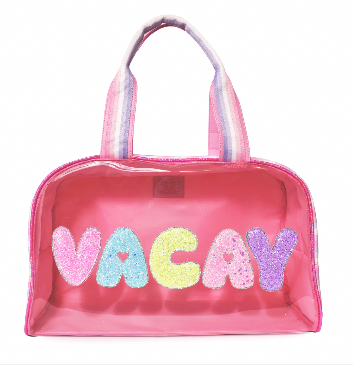 Glam Embroidered Letter Duffle Bag - Bubble Gum Vacay