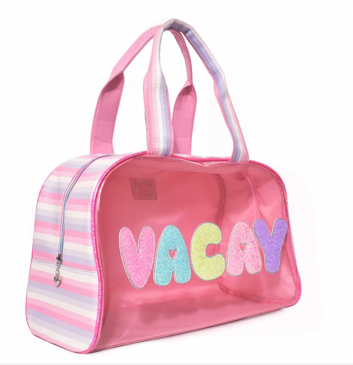 Glam Embroidered Letter Duffle Bag - Bubble Gum Vacay