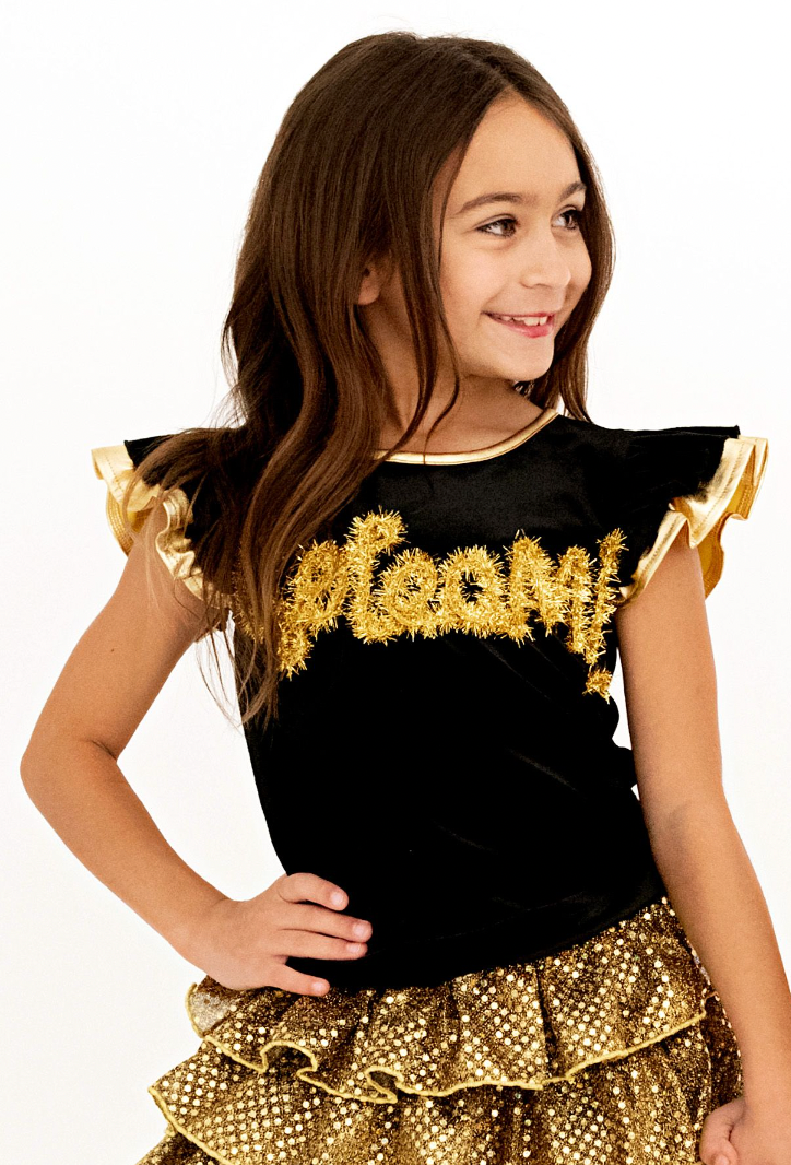 Evie&#39;s Closet Black &amp; Gold Go Team Shirt