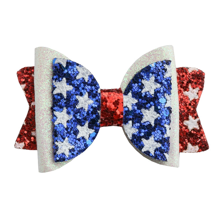 3 inch hair clip in sparkling red, white and blue patriotic theme 