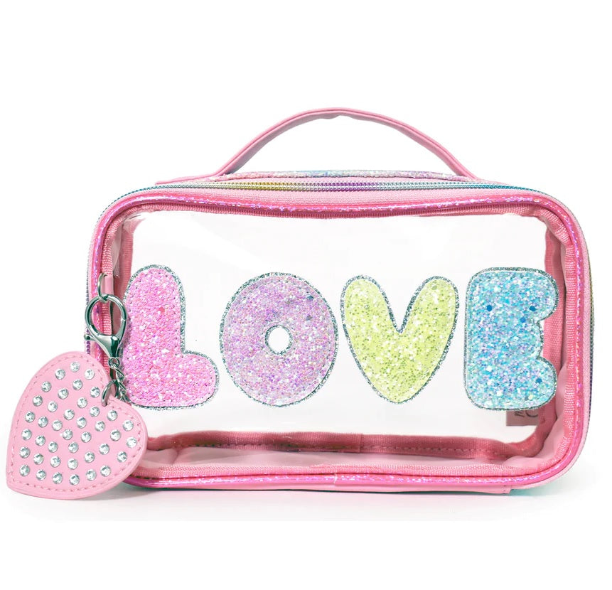 Glam Embroidered Letter Pouch - Cotton Candy Love