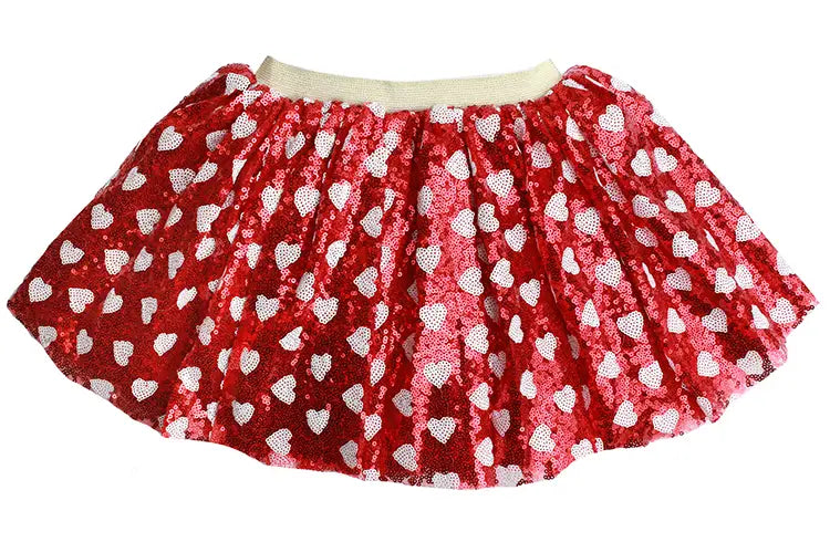 Red Sequin Heart Tutu Skirt